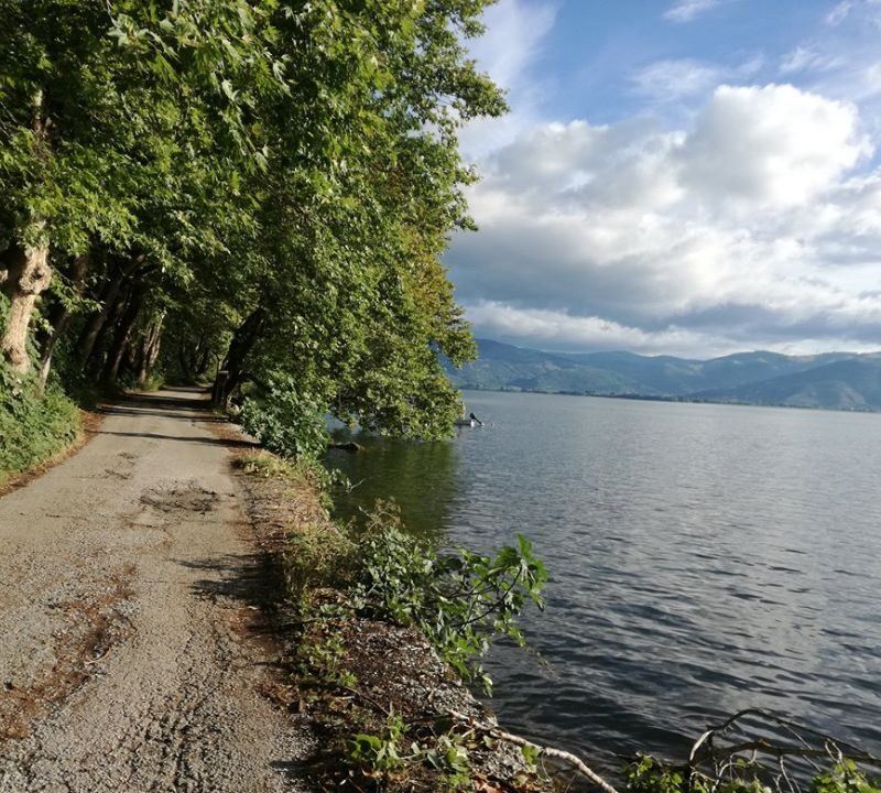 Cycling on the lake of Kastoria
